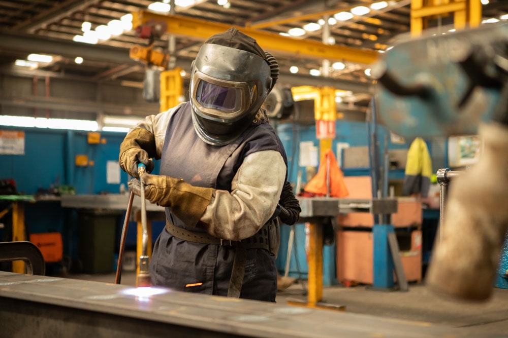 Rowena Kilbourne apprentice welding at MaxiTRANS Ballarat