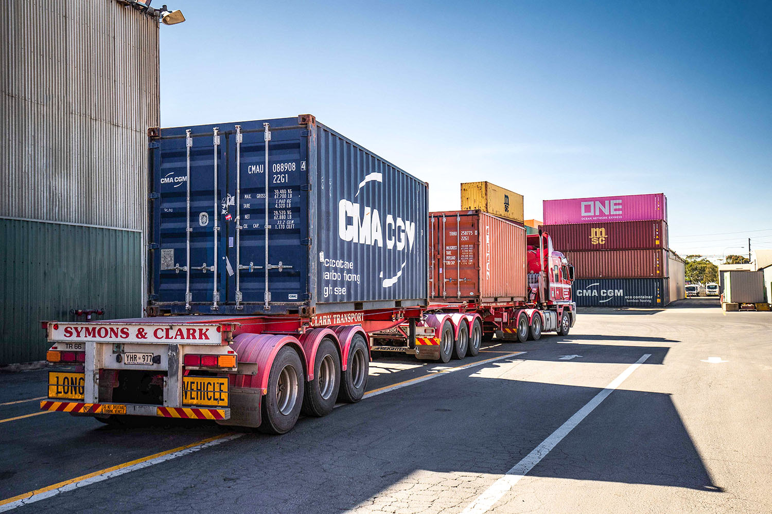 Freighter Skel trailers transporting containers in South Australia