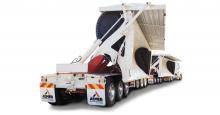White AZMEB Flex Side Tipper trailer tipping on a white background